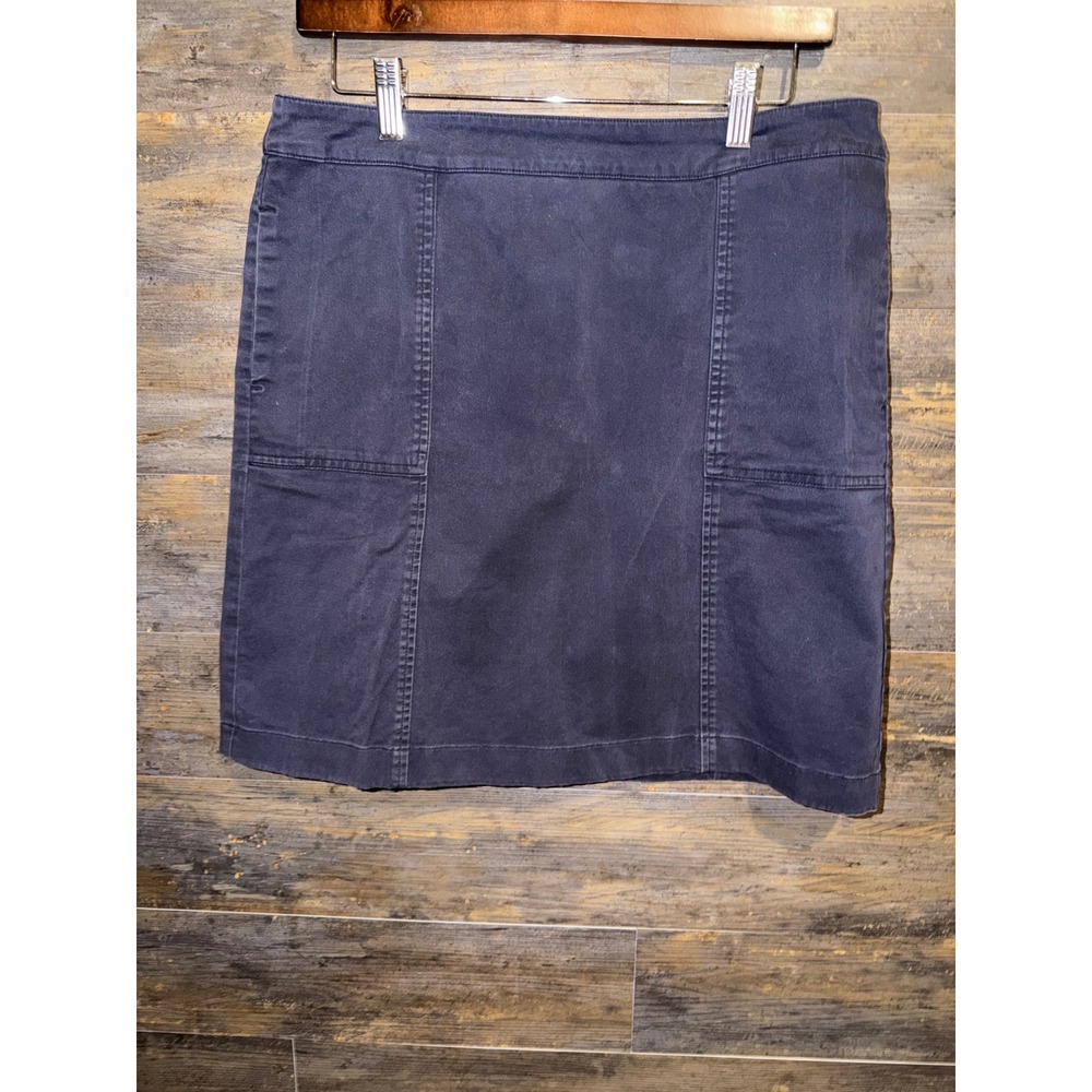 Boden Navy Blue Cotton Stretch Mini Skirt Front Pockets Size US 8R UK 12R